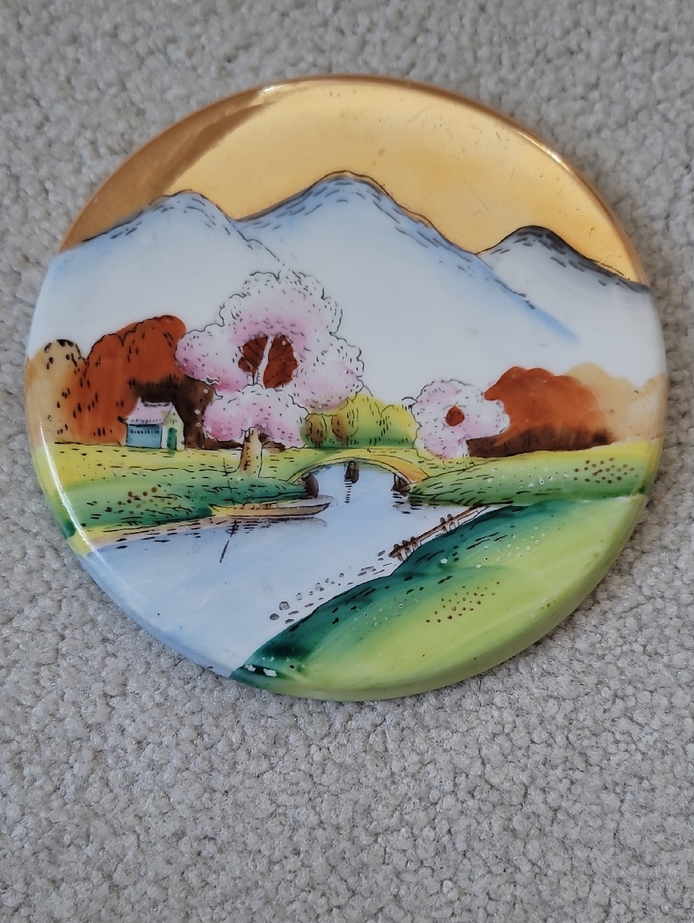 Vintage Japanese Hand-Painted Noritake Scenic Ceramic Trivet